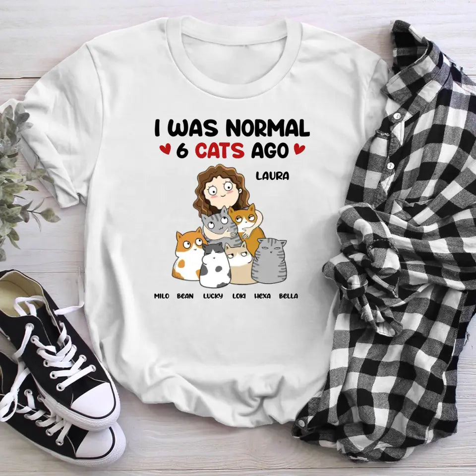 Personalized I Was Normal Cat Mom NI2004002YR T-Shirt