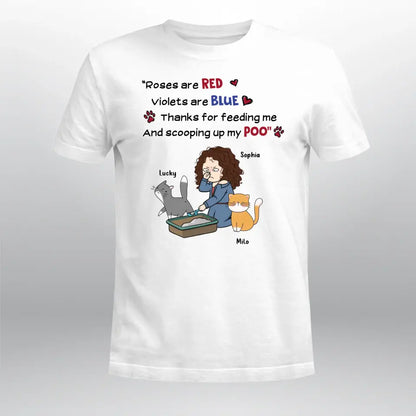 Personalized Chibi Girl Scooping Cat Poo NI2004004YR T-Shirt