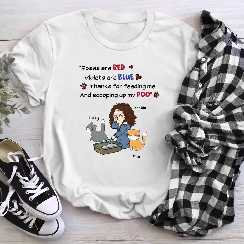 Personalized Chibi Girl Scooping Cat Poo NI2004004YR T-Shirt