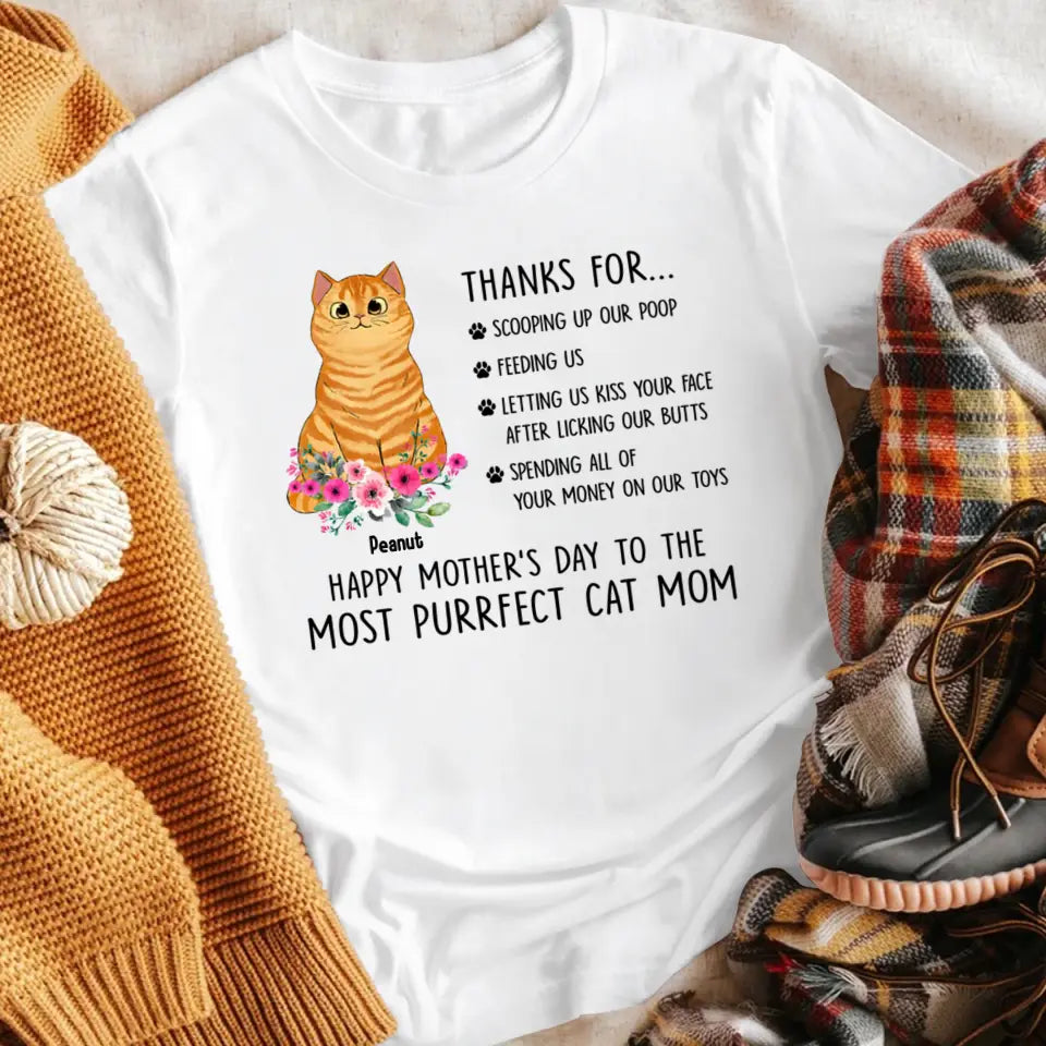 Personalized Fluffy Cat Thank You Cat Mom NI2104002YR T-Shirt