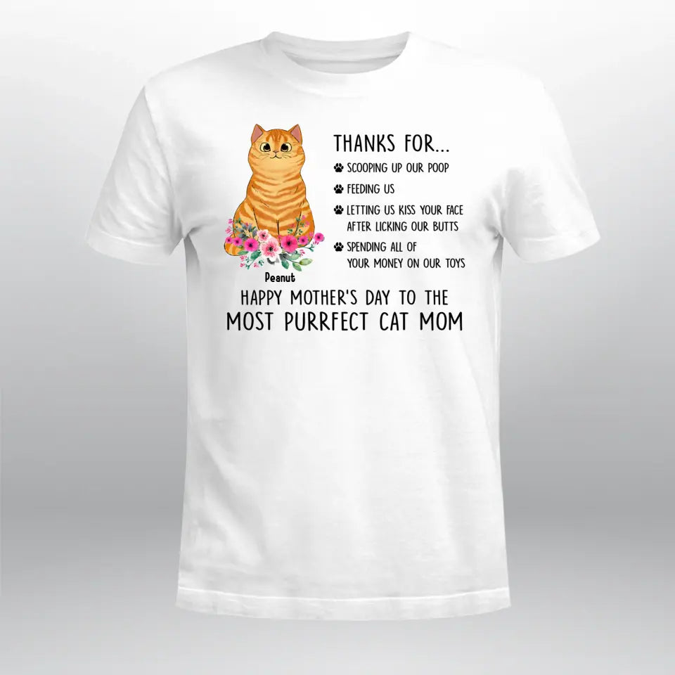 Personalized Fluffy Cat Thank You Cat Mom NI2104002YR T-Shirt