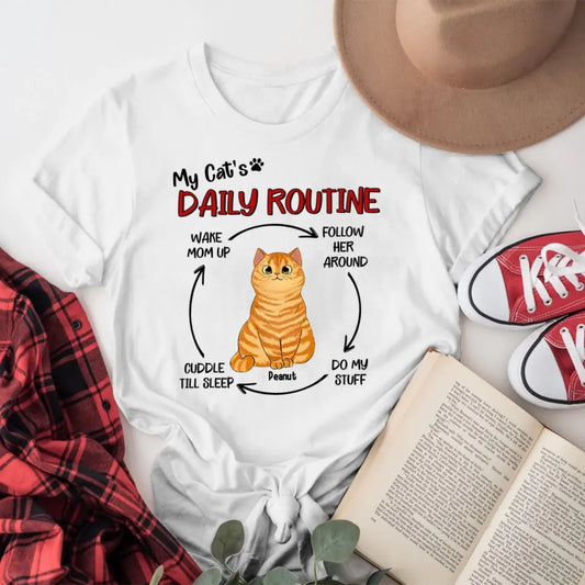 Personalized My Cats Daily Routine Cycle Watercolor Cute Cat NI2104005YR T-Shirt