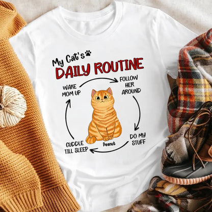 Personalized My Cats Daily Routine Cycle Watercolor Cute Cat NI2104005YR T-Shirt