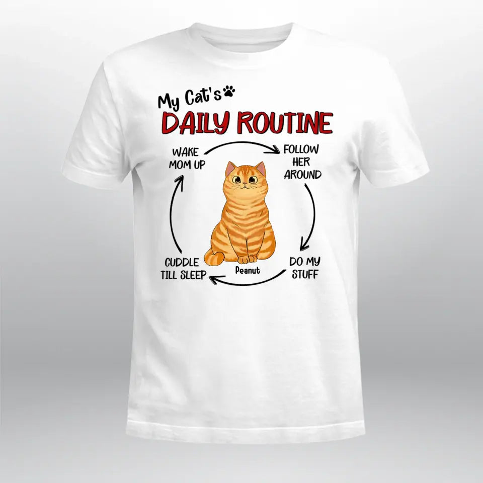 Personalized My Cats Daily Routine Cycle Watercolor Cute Cat NI2104005YR T-Shirt