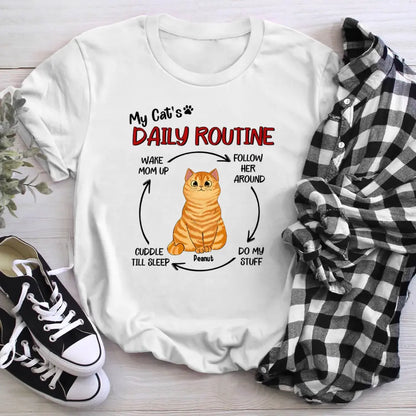 Personalized My Cats Daily Routine Cycle Watercolor Cute Cat NI2104005YR T-Shirt