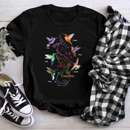 Personalized Colorful Swirl Grandma Hummingbird XR2004001XY T-Shirt