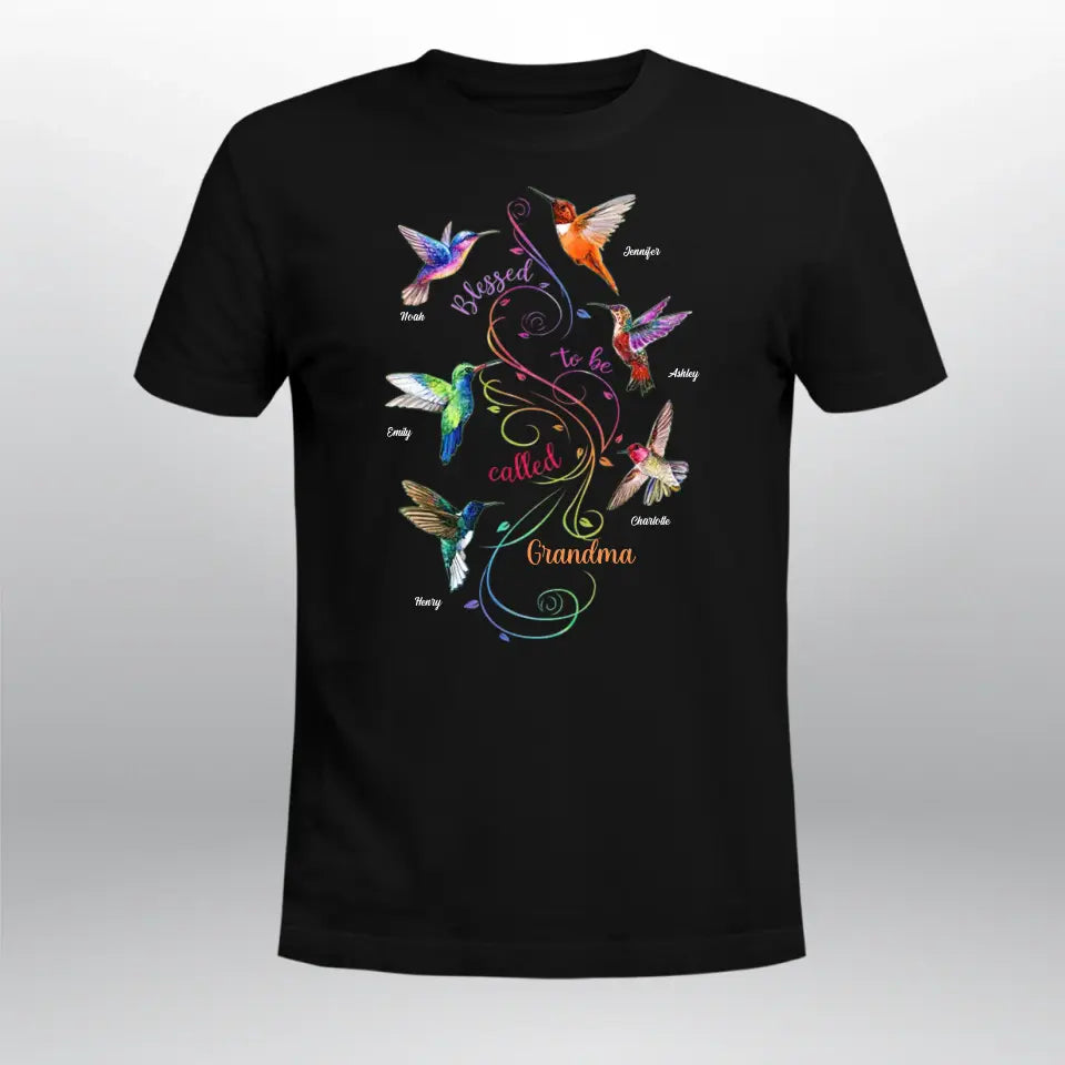 Personalized Colorful Swirl Grandma Hummingbird XR2004001XY T-Shirt