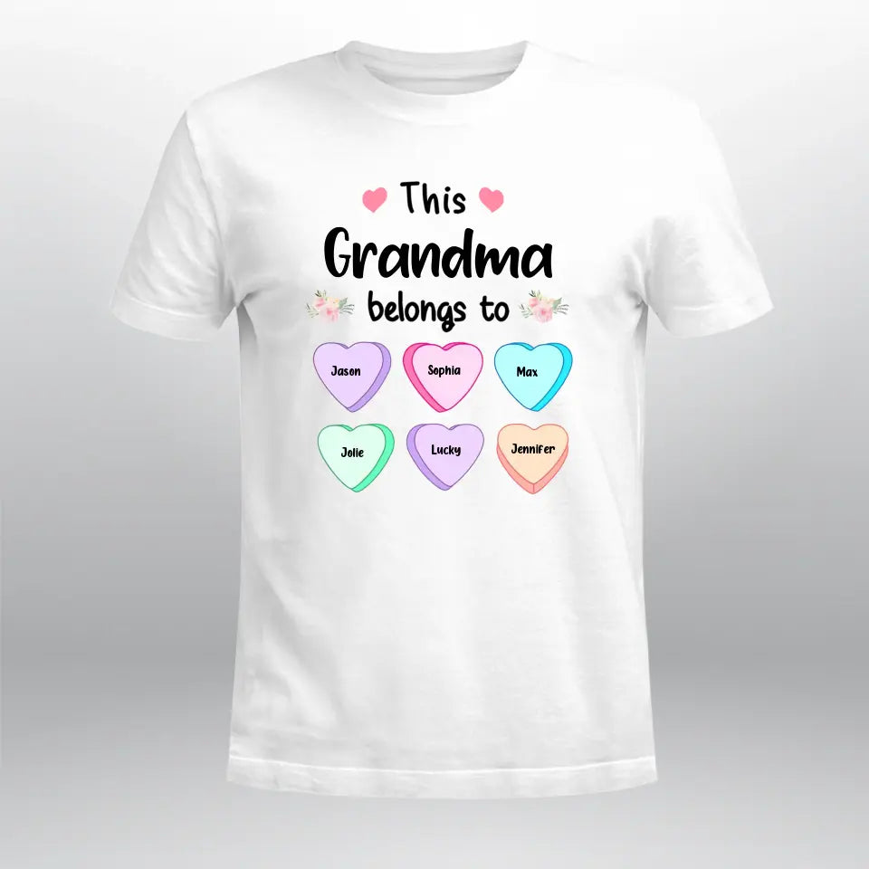 Personalized This Grandma Nana Mom Belongs To Grandkids Heart NI2404005YR T-Shirt