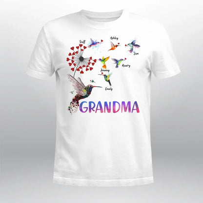 Personalized Grandma Dandelion Hummingbirds NI2504YR T-Shirt