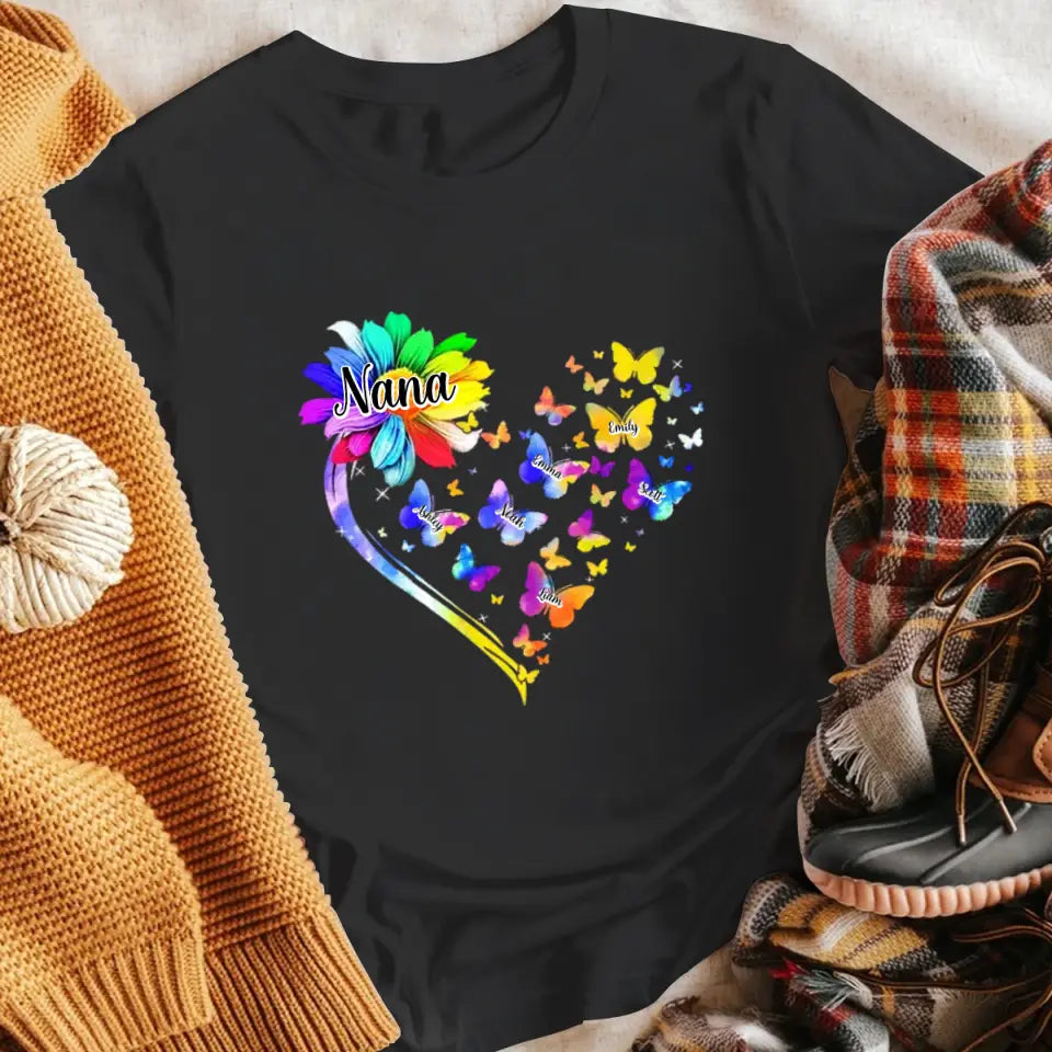 Personalized Colorful Sunflower And Butterflies NI2504001XR T-Shirt