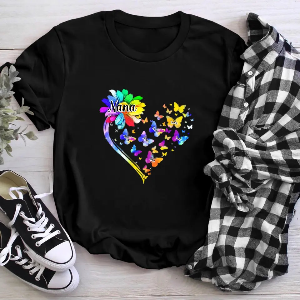 Personalized Colorful Sunflower And Butterflies NI2504001XR T-Shirt