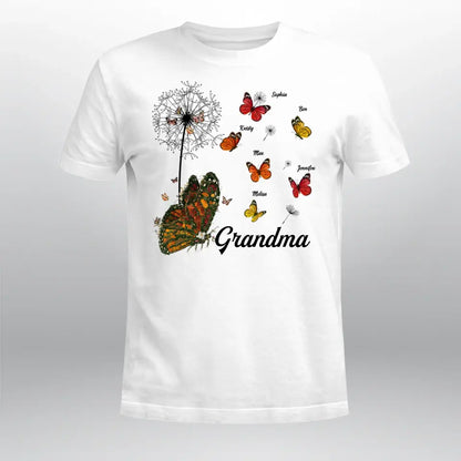 Personalized Grandma Dandelion Butterflies NI2604001YR T-Shirt