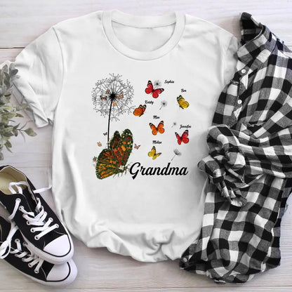 Personalized Grandma Dandelion Butterflies NI2604001YR T-Shirt