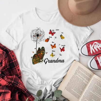 Personalized Grandma Dandelion Butterflies NI2604001YR T-Shirt