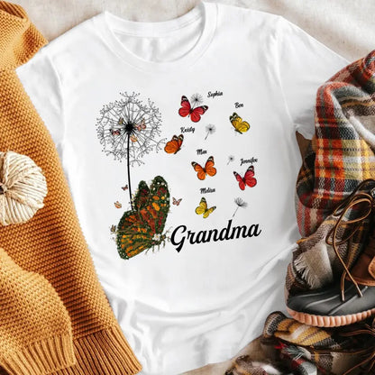 Personalized Grandma Dandelion Butterflies NI2604001YR T-Shirt