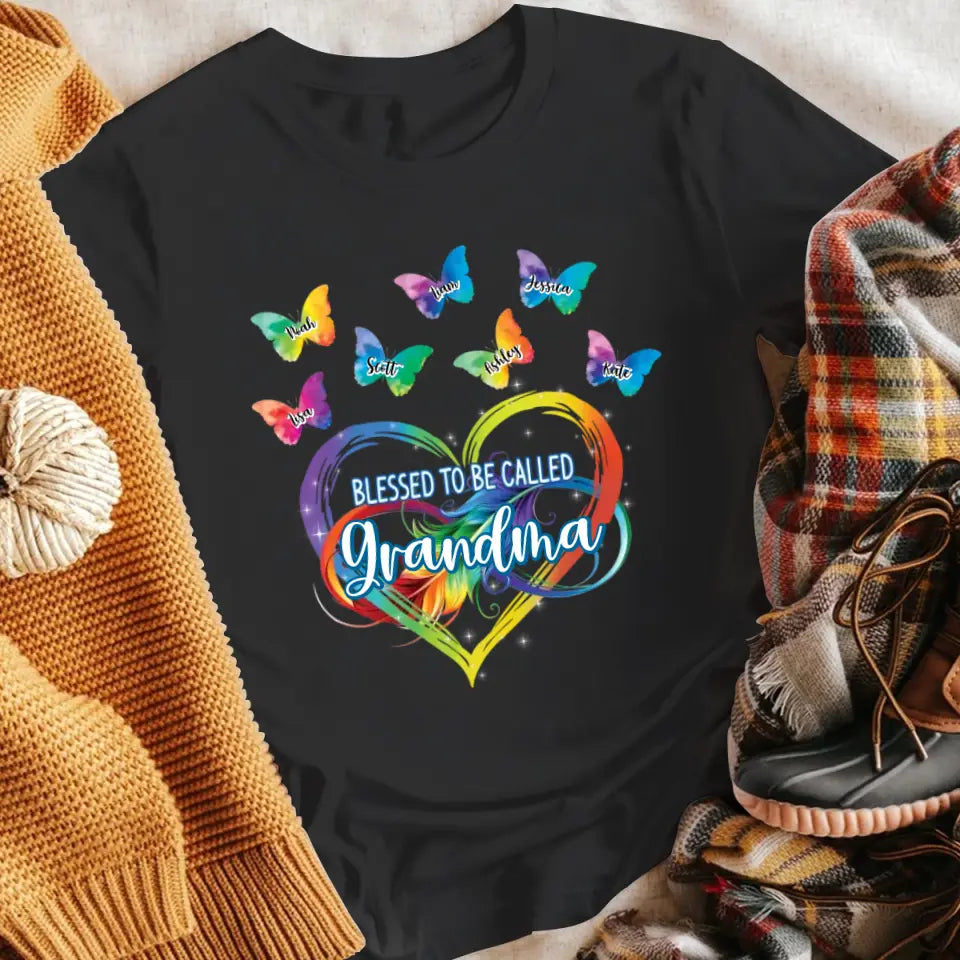 Personalized Blessed To Be Called Grandma Infinity Butterfly XR2504001XY T-Shirt