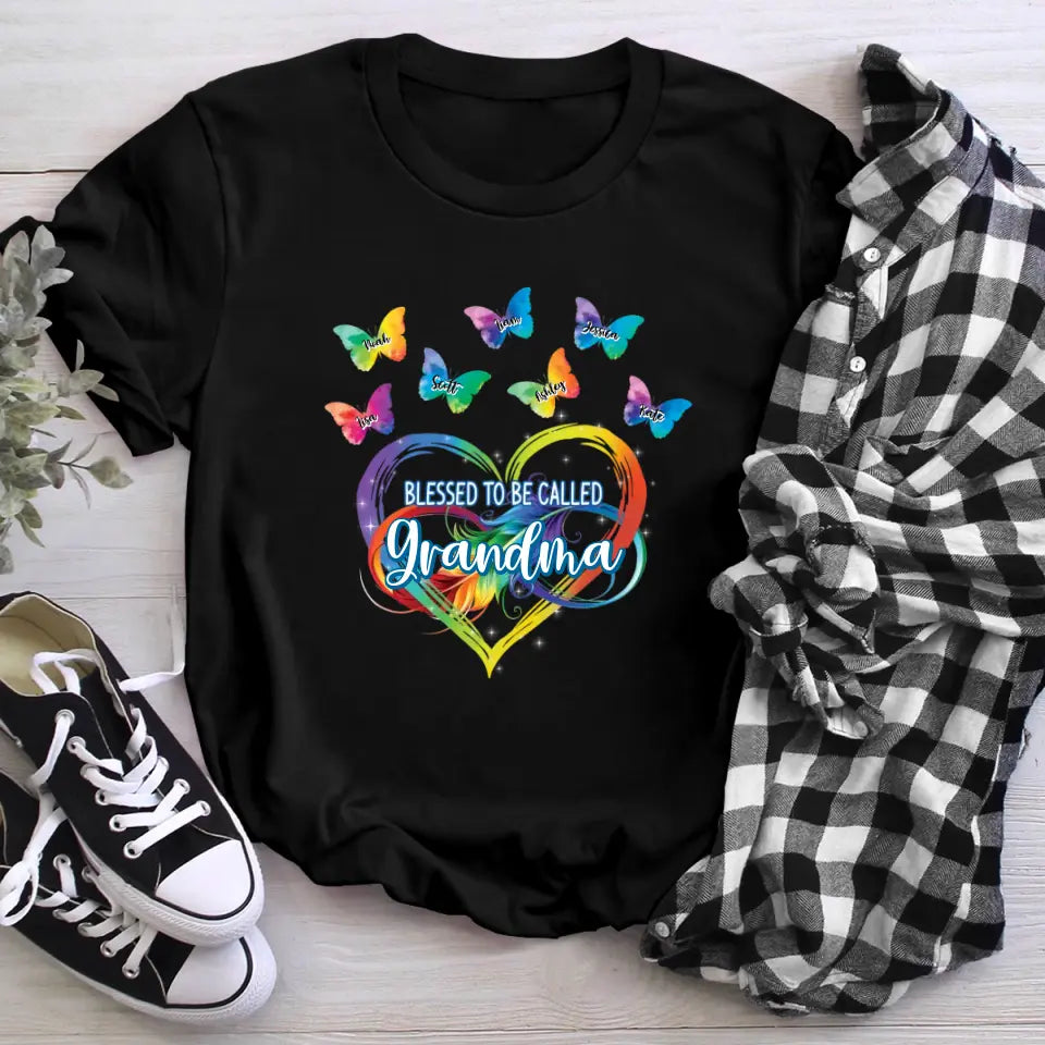 Personalized Blessed To Be Called Grandma Infinity Butterfly XR2504001XY T-Shirt