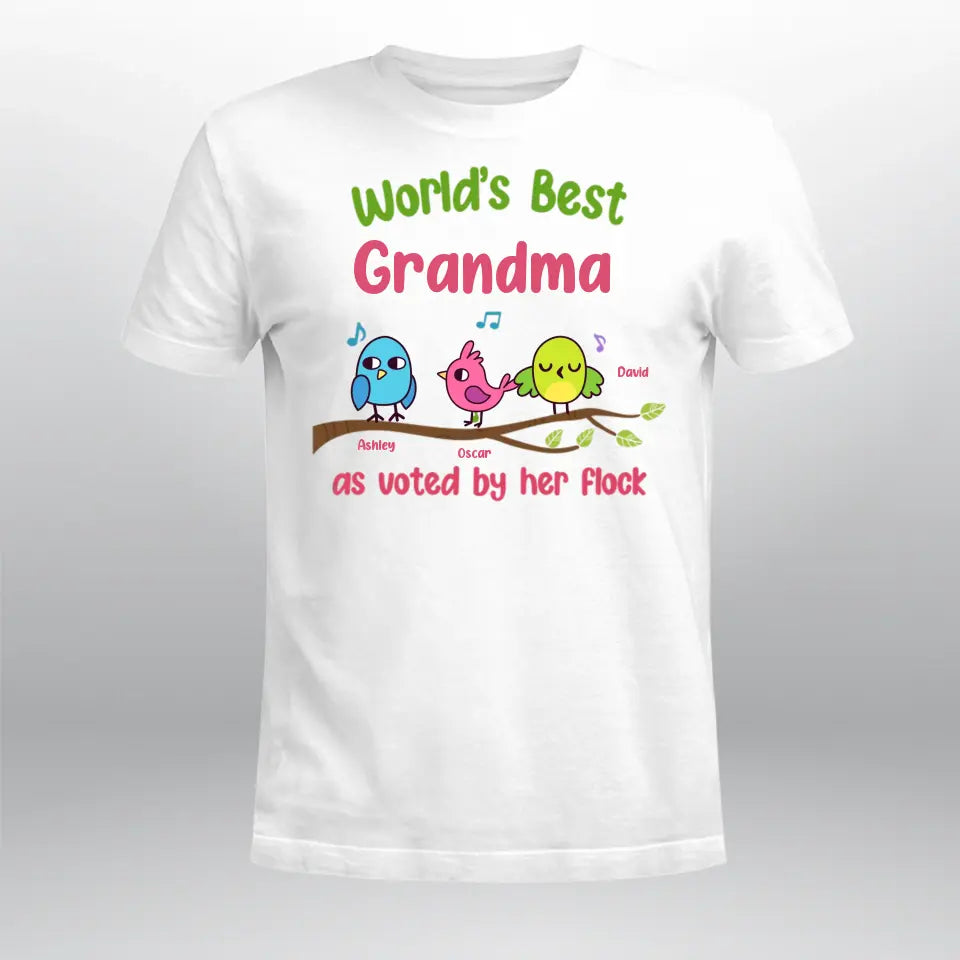 Personalized World‘s Best Grandma Bird Grandkids NI2604008YR T-Shirt