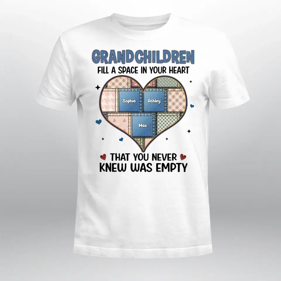 Personalized Grandchildren Fill Spaces In Grandma Heart Floral Patterns NI2704001YR T-Shirt