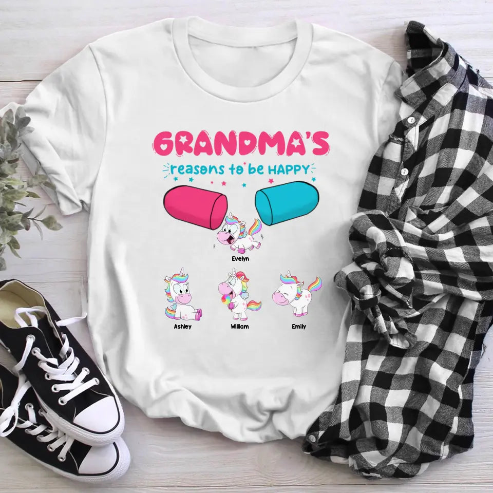 Personalized Grandma Reason To Be Happy XR2504001YS T-Shirt