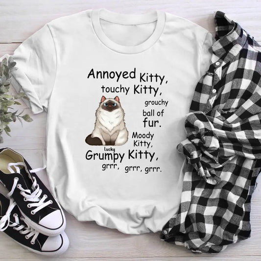 Personalized Annoyed Kitty Touchy Kitty NI0405003YR T-Shirt