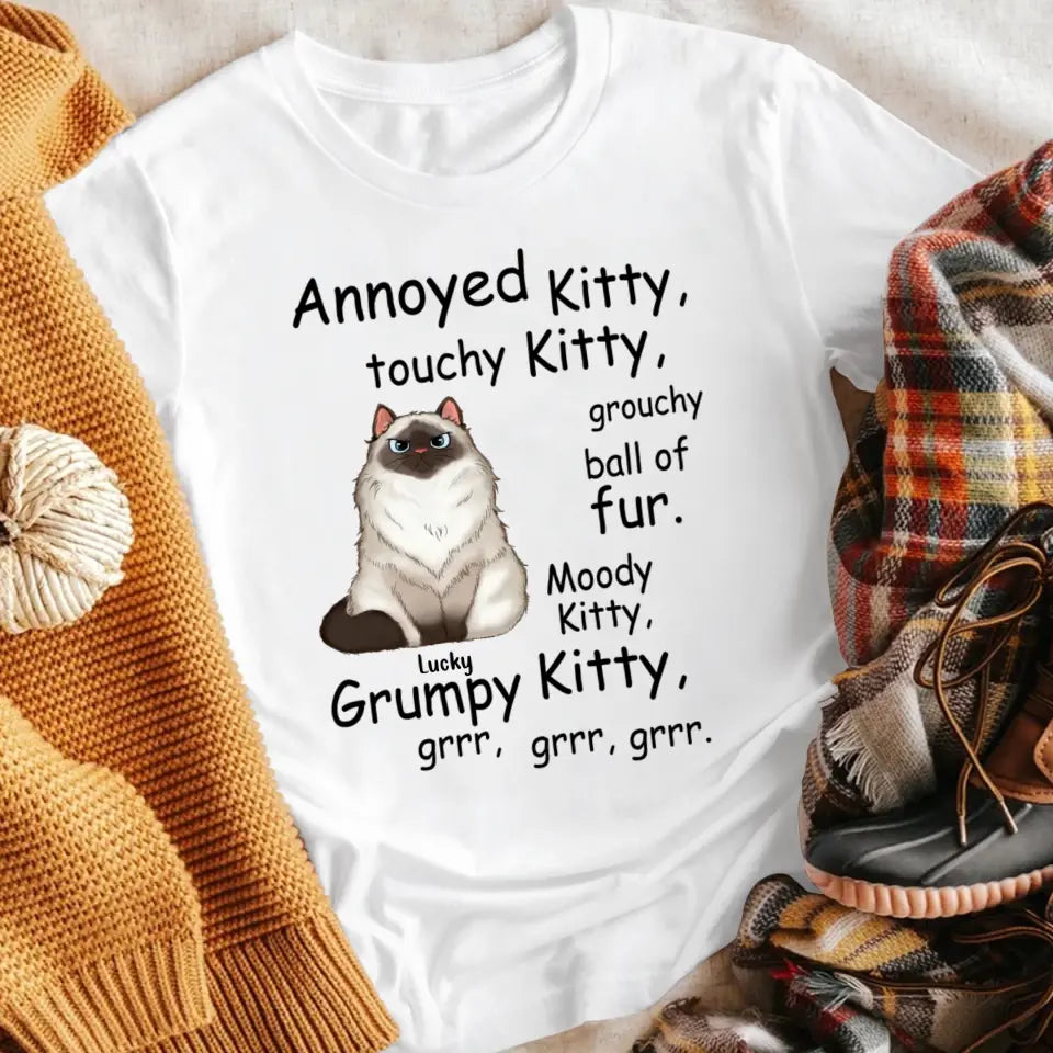 Personalized Annoyed Kitty Touchy Kitty NI0405003YR T-Shirt