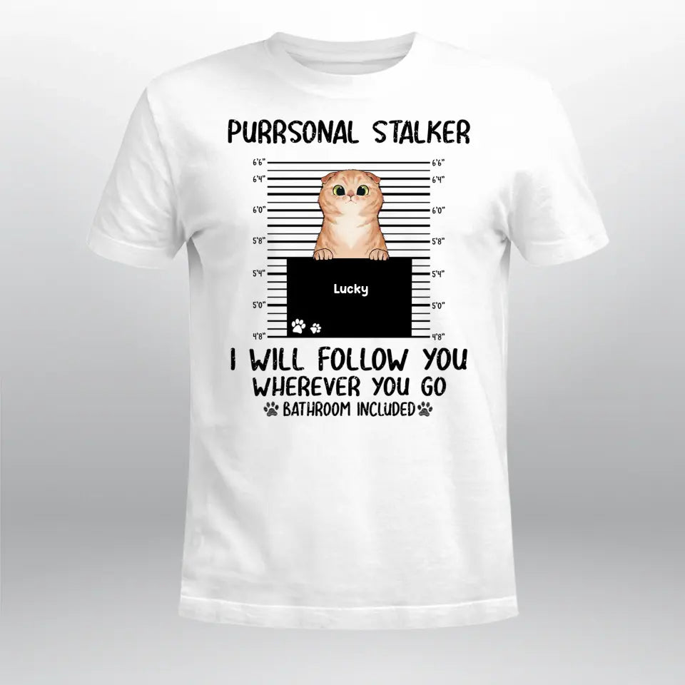 Personalized Purrsonal Stalker Peeking Fluffy Cat NI0405007YR T-Shirt