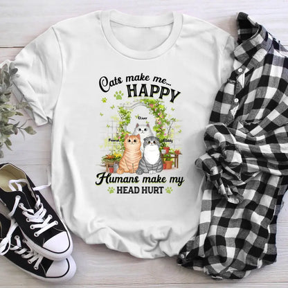 Personalized Cats Make Me Happy In Garden NI1204001XR T-Shirt