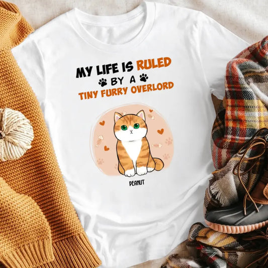 Personalized My Life Ruled By Tiny Furry Overlords Chubby Cats T-Shirt