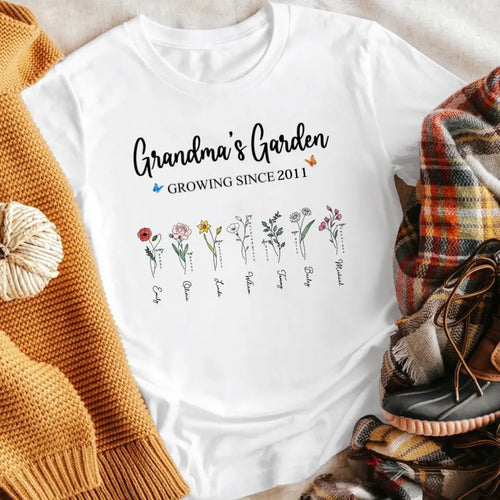 Personalized Grandma Garden Flower T-Shirt