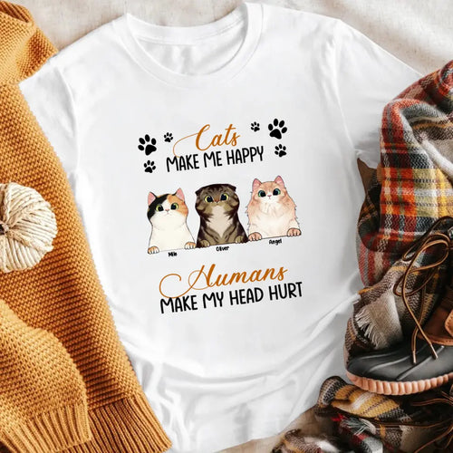 Personalized Cats Make Me Happy NI2703003XR T-Shirt