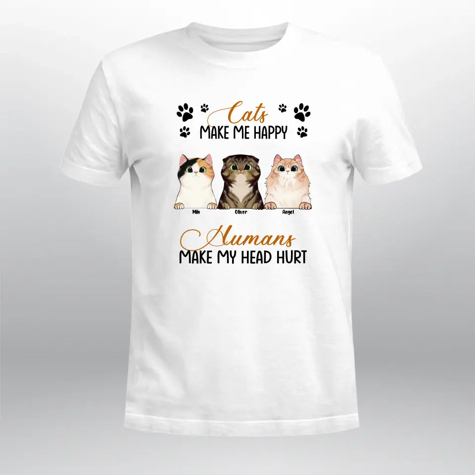 Personalized Cats Make Me Happy NI2703003XR T-Shirt