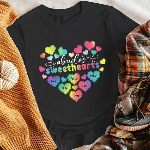 Personalized Sweethearts Colorful Cute Heart Grandkids XR0905003XY T-Shirt