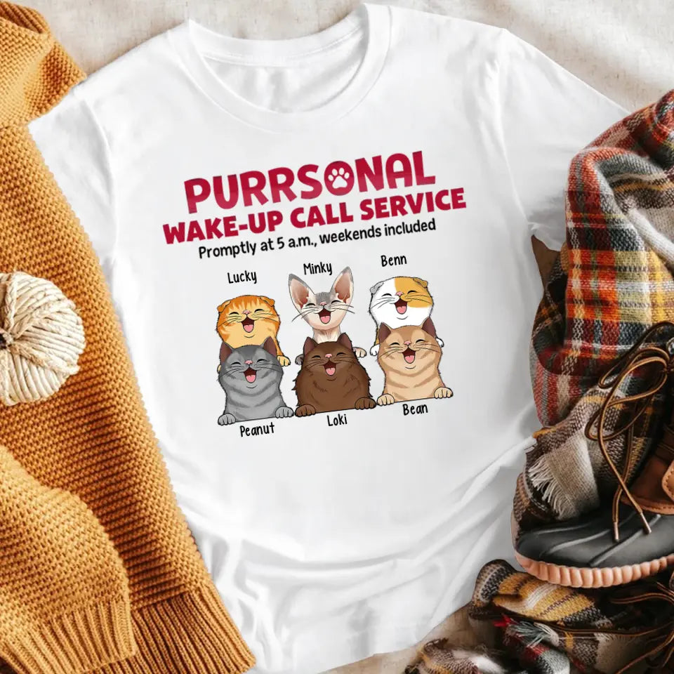 Personalized Wake-up Call Service Fluffy Cats Funny NI1005004YR T-Shirt