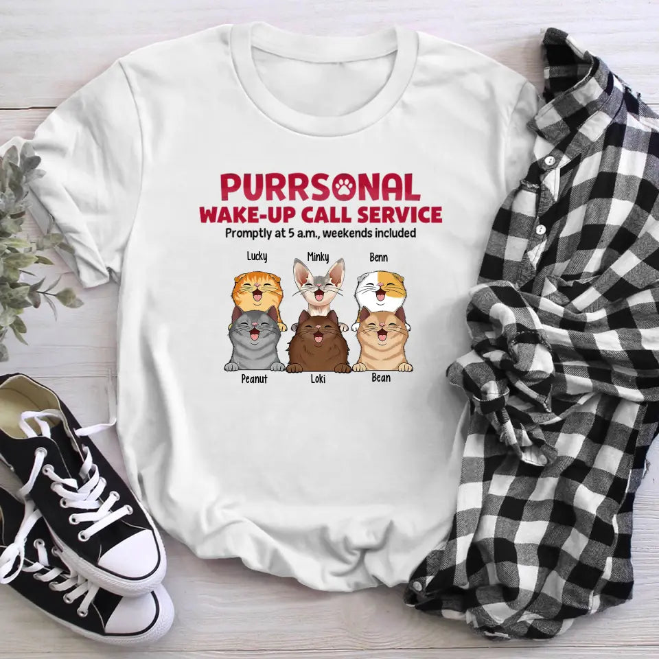 Personalized Wake-up Call Service Fluffy Cats Funny NI1005004YR T-Shirt