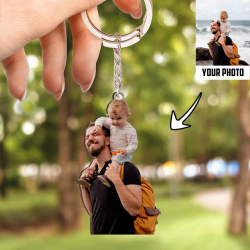 Personalized Wooden Keychain - Gift For Family Dad And Son - Custom Your Photo Keychain NI1105004XR