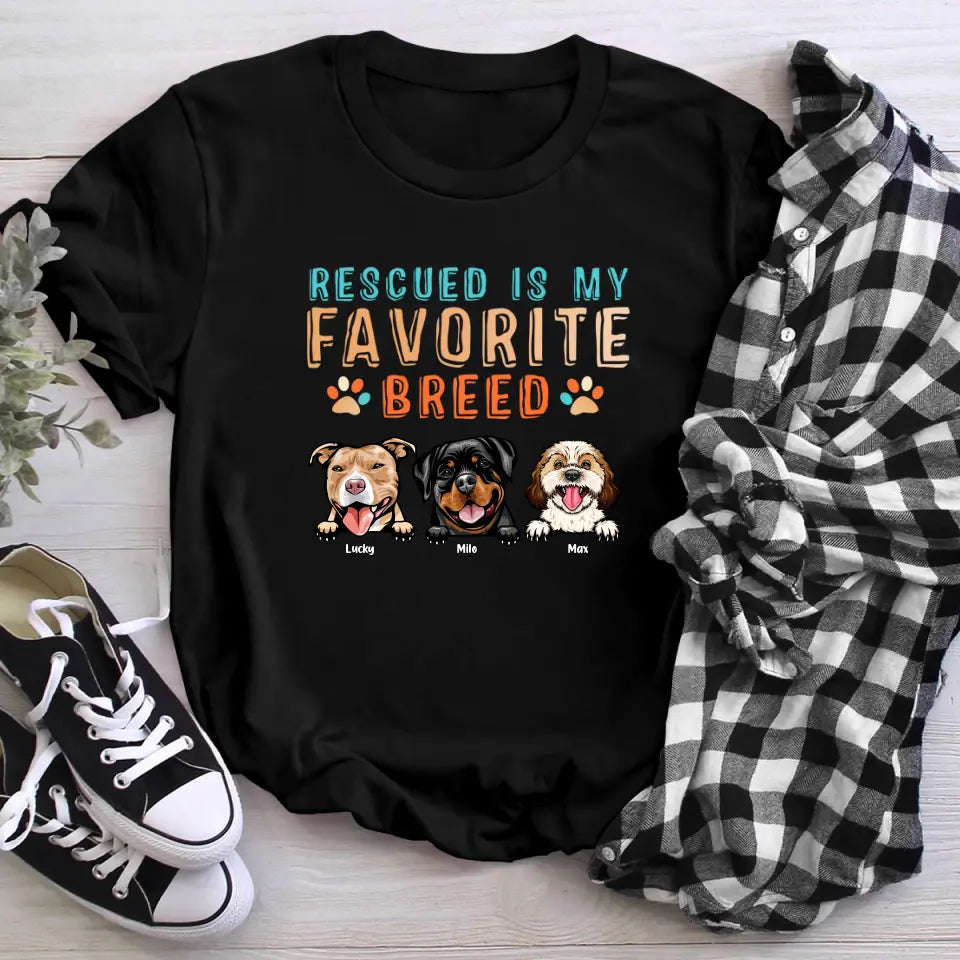 Personalized Rescued Is My Favorite Dog Breed XR1005004XY T-Shirt