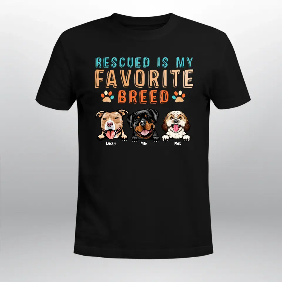 Personalized Rescued Is My Favorite Dog Breed XR1005004XY T-Shirt