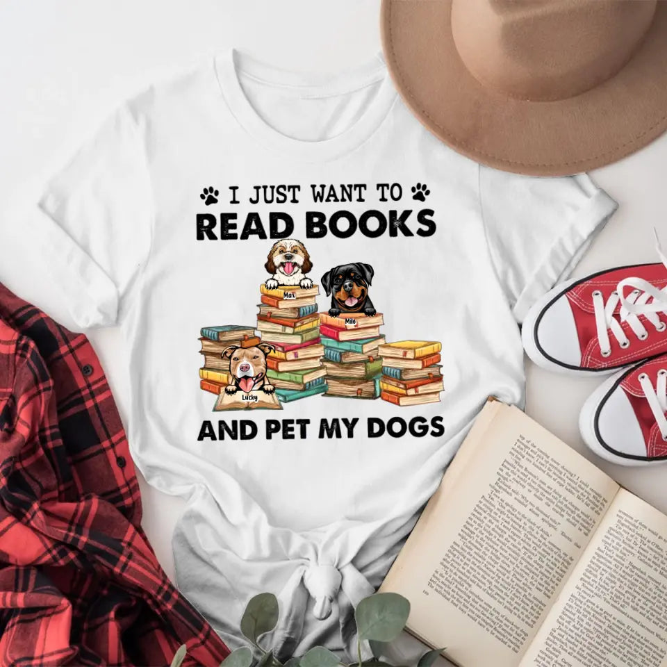 Personalized Read Books And Pet My Dogs XR1305008XY T-Shirt