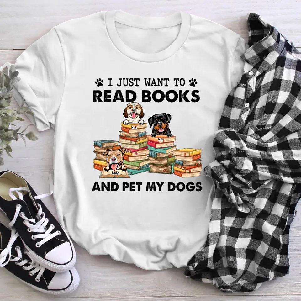 Personalized Read Books And Pet My Dogs XR1305008XY T-Shirt