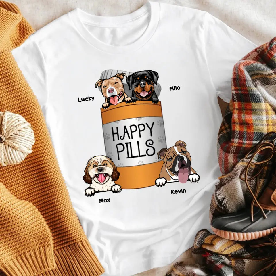 Personalized Happy Pills Antidepressant Dogs T-Shirt