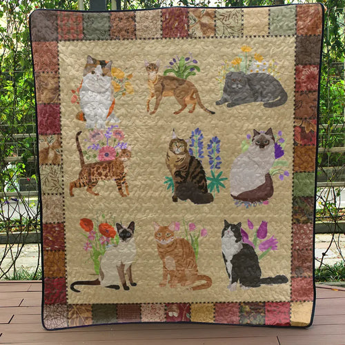 Personalized Cat Breeds Flower NI1504004YR Quilt