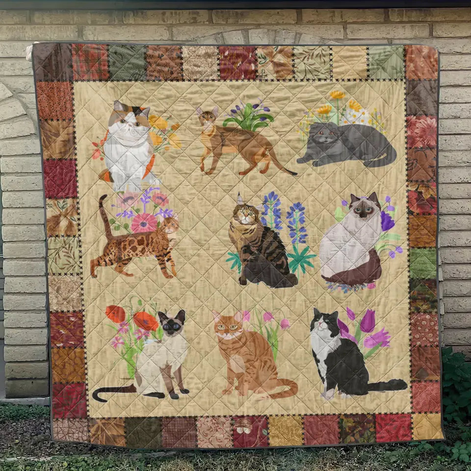 Personalized Cat Breeds Flower NI1504004YR Quilt