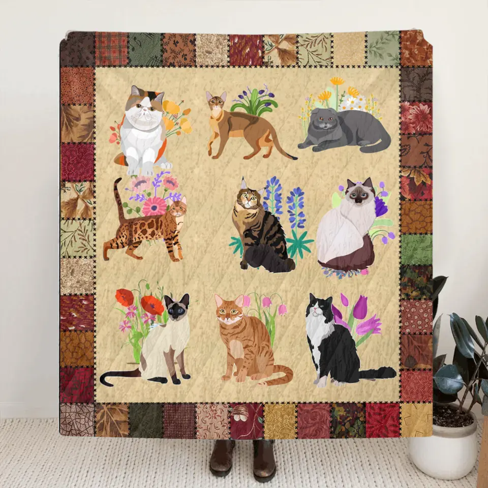 Personalized Cat Breeds Flower NI1504004YR Quilt