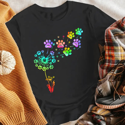 Personalized Dog Paw Dandelion T-Shirt