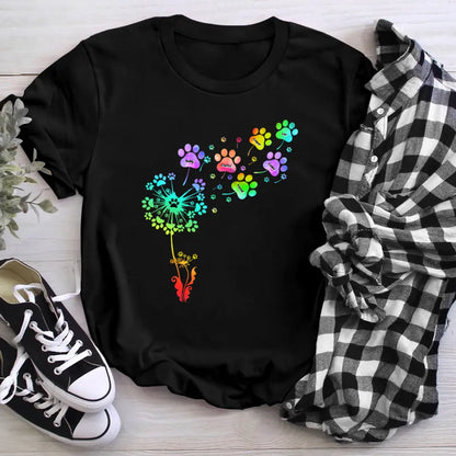 Personalized Dog Paw Dandelion T-Shirt