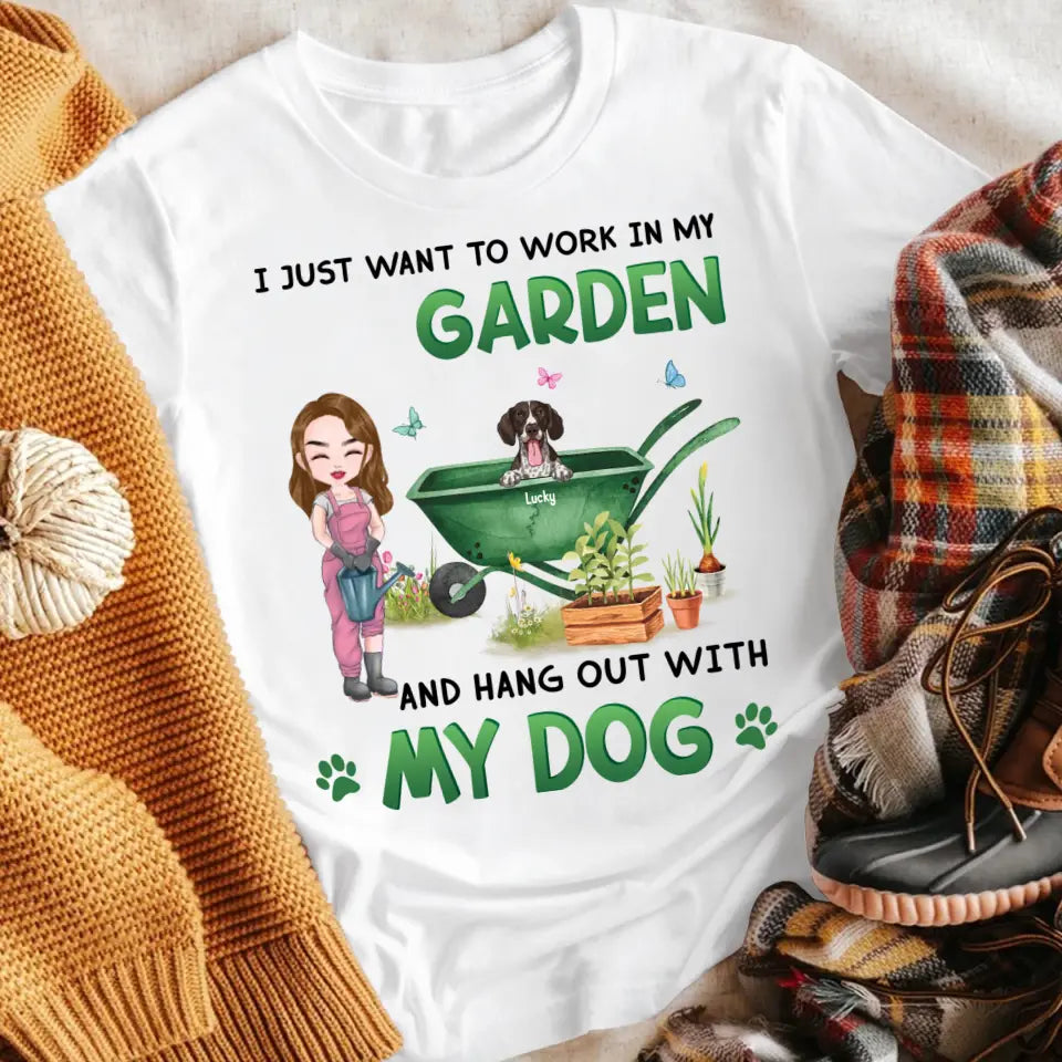 Personalized Work In Garden Hang Out With Dogs T-Shirt