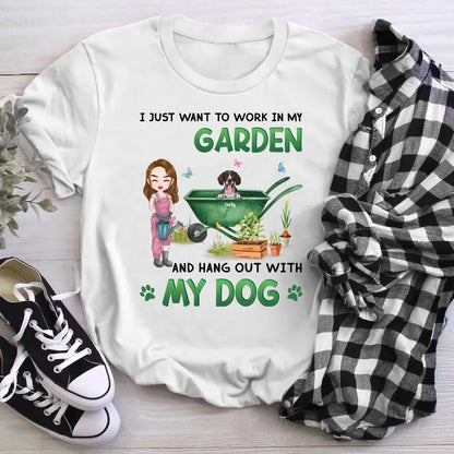 Personalized Work In Garden Hang Out With Dogs T-Shirt