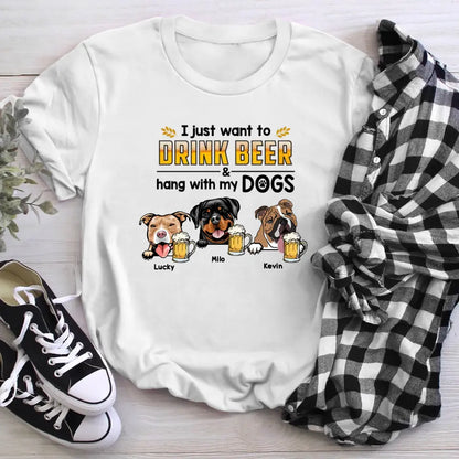 Personalized Drink Beer And Hang With My Dogs T-Shirt