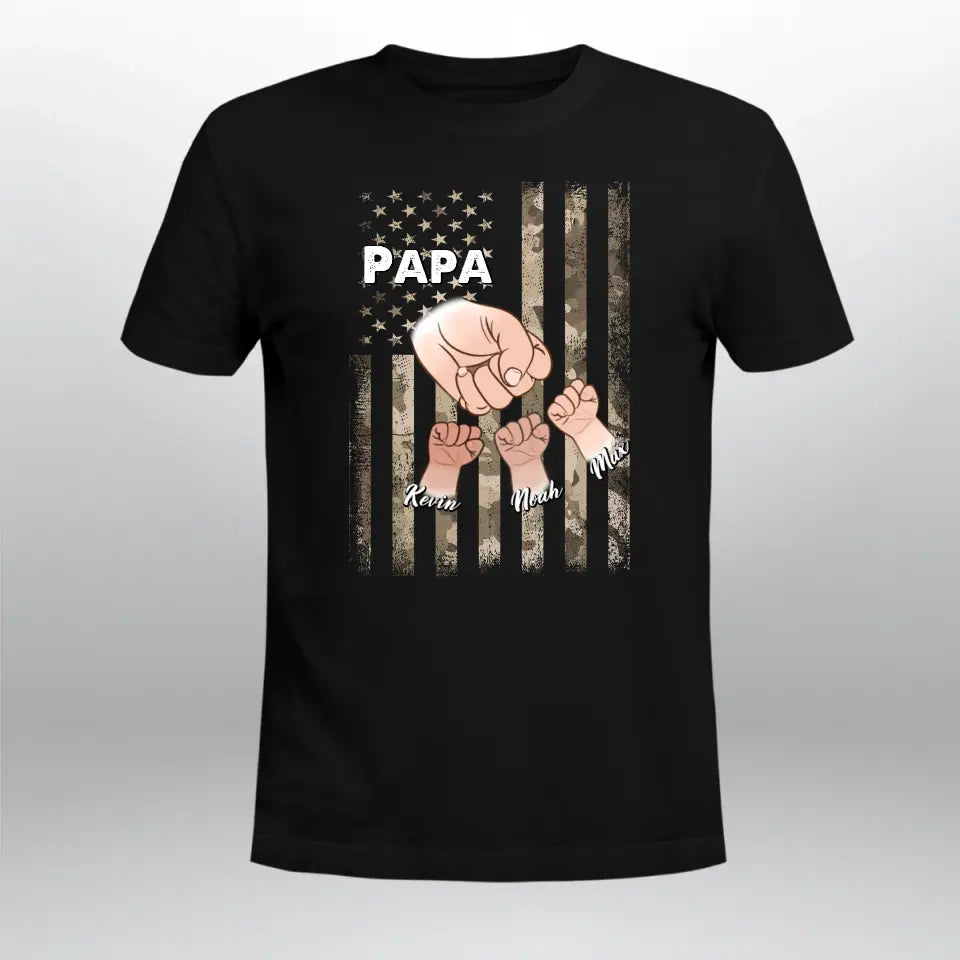 Personalized Dad - Papa Grandkids Hands T-Shirt